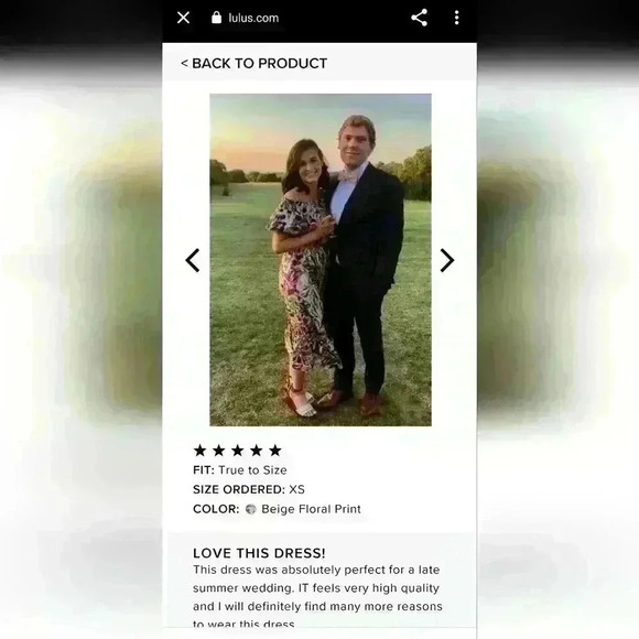 Lulu's She's the One Beige Floral Print Off-The-Shoulder Midi Dress size… - Picture 15 of 16